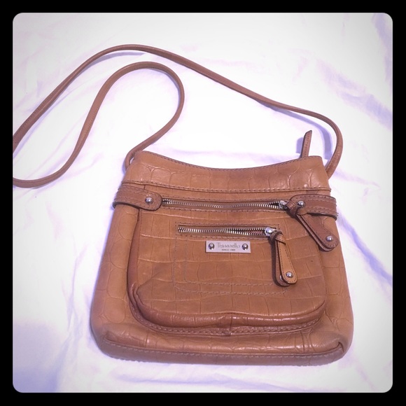 Tignanello Handbags - Leather Crossbody Textured Tan Bag